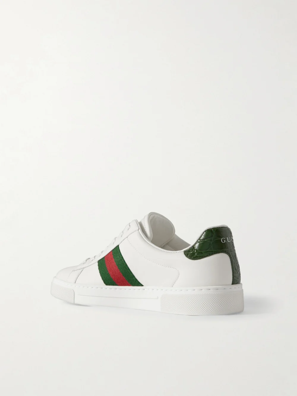 Back view of the Gucci Ace Webbing-trimmed Leather Sneakers