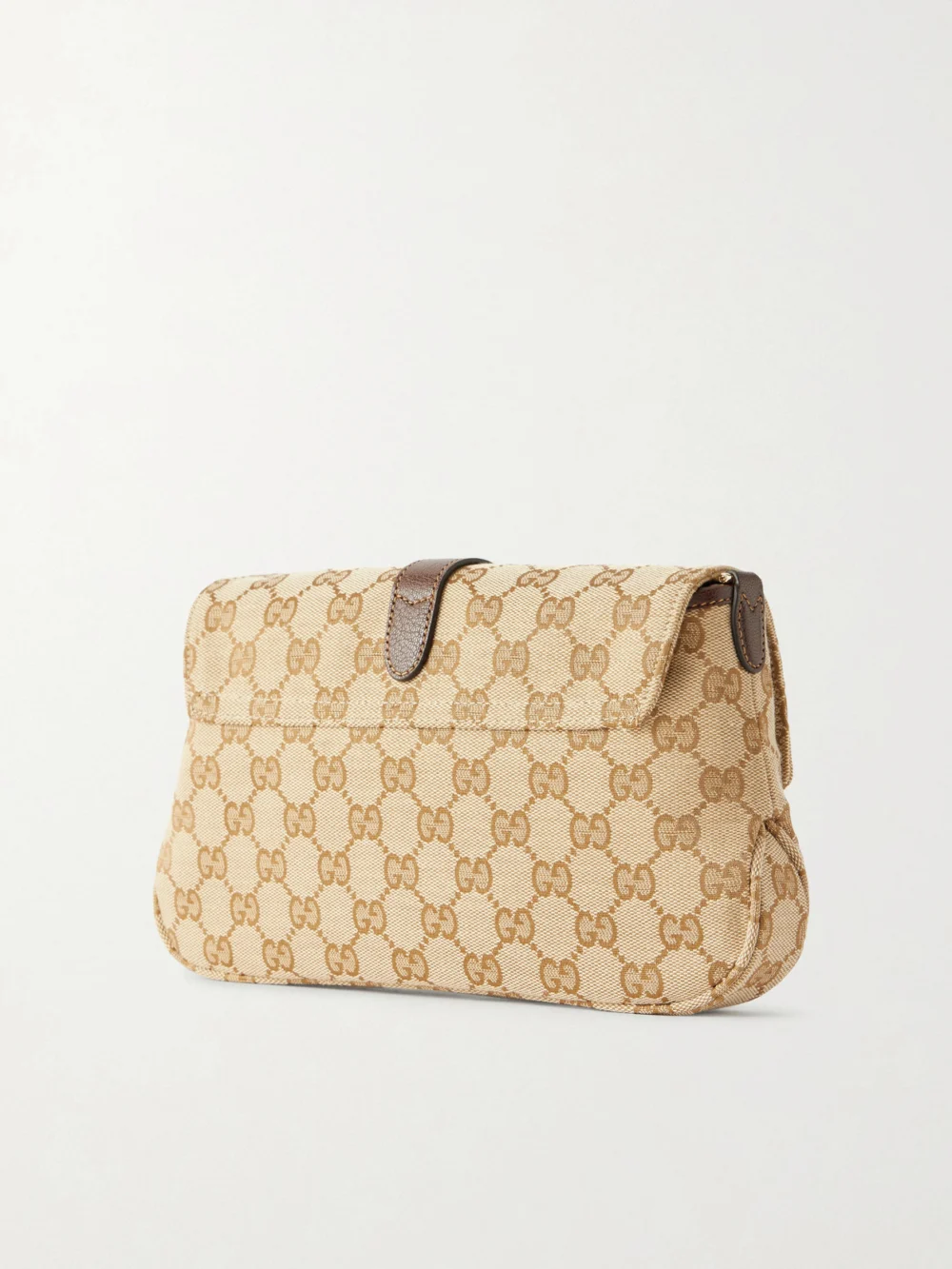 Back view of the Gucci Aperitivo Leather-trimmed Canvas-jacquard Shoulder Bag