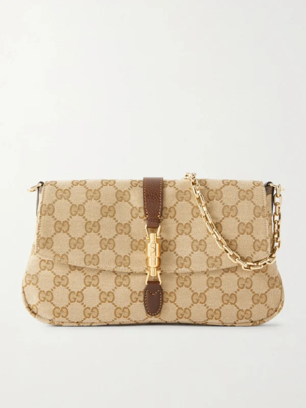 Gucci Aperitivo Leather-trimmed Canvas-jacquard Shoulder Bag