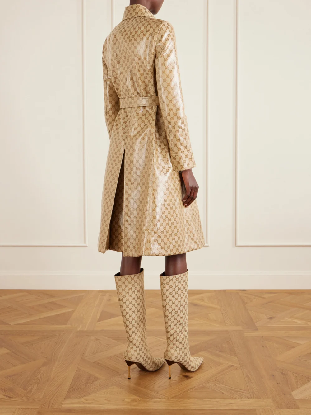 Back view of the Gucci Belted Coated-canvas Trench Coat