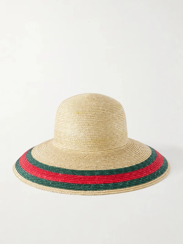 Gucci Beverlie Striped Straw Hat