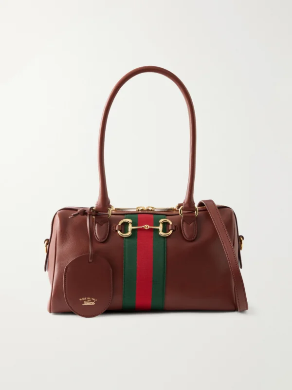 Gucci Borsetto Small Webbing-trimmed Leather Shoulder Bag