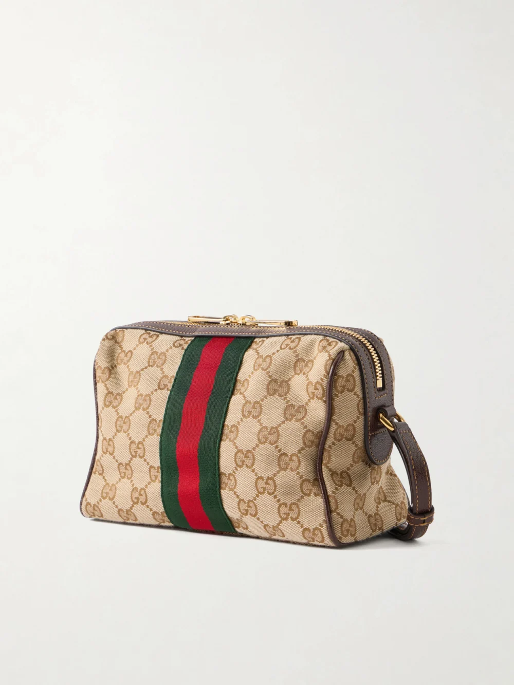 Back view of the Gucci Camera Case Web-trimmed Canvas Shoulder Bag