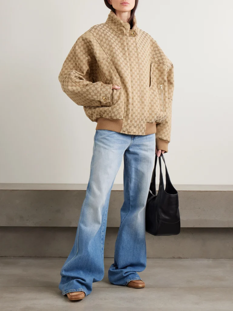 Gucci Canvas-jacquard Turtleneck Bomber Jacket