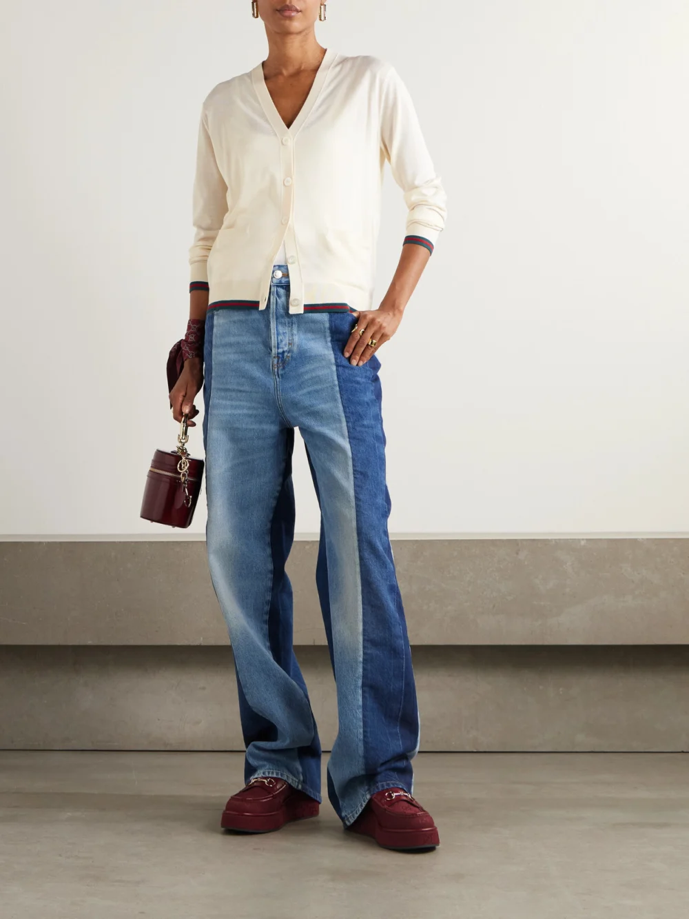 Gucci Cashmere and Silk-blend Cardigan, worn by a model