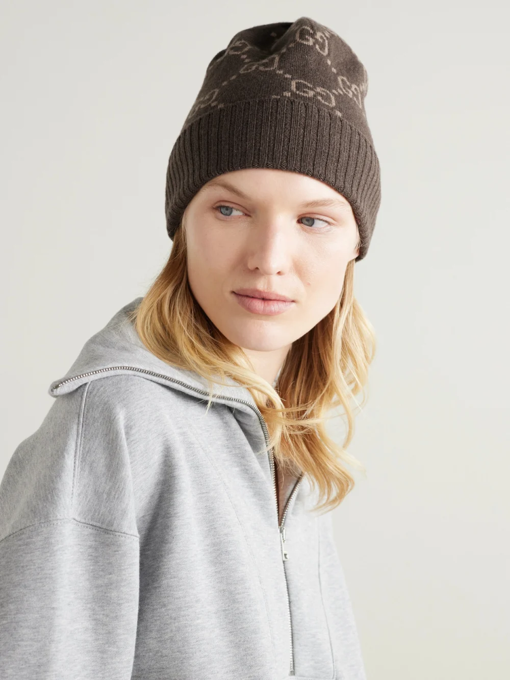 Gucci Cashmere-jacquard Beanie, styled view