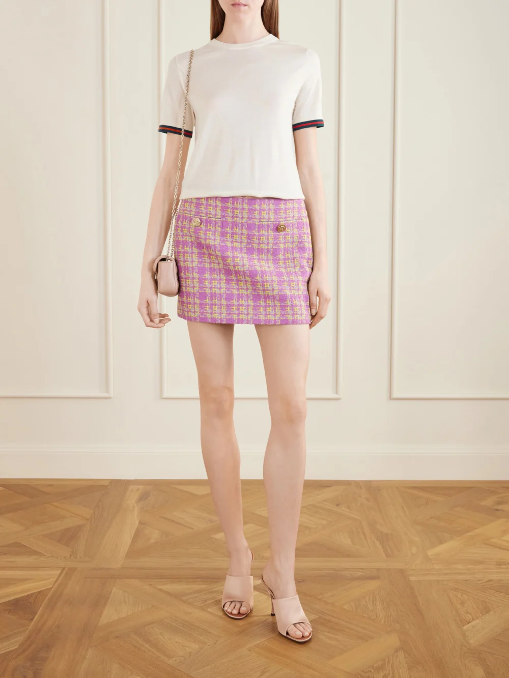 Gucci Cotton-blend Tweed Mini Skirt, worn by a model