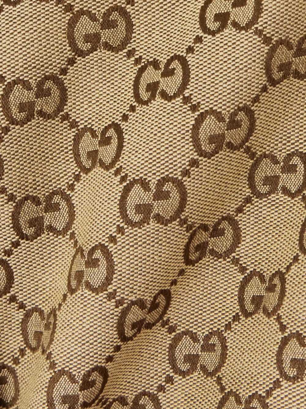 Close-up detail of the Gucci Cropped Cotton-blend Canvas-jacquard Straight-leg Pants