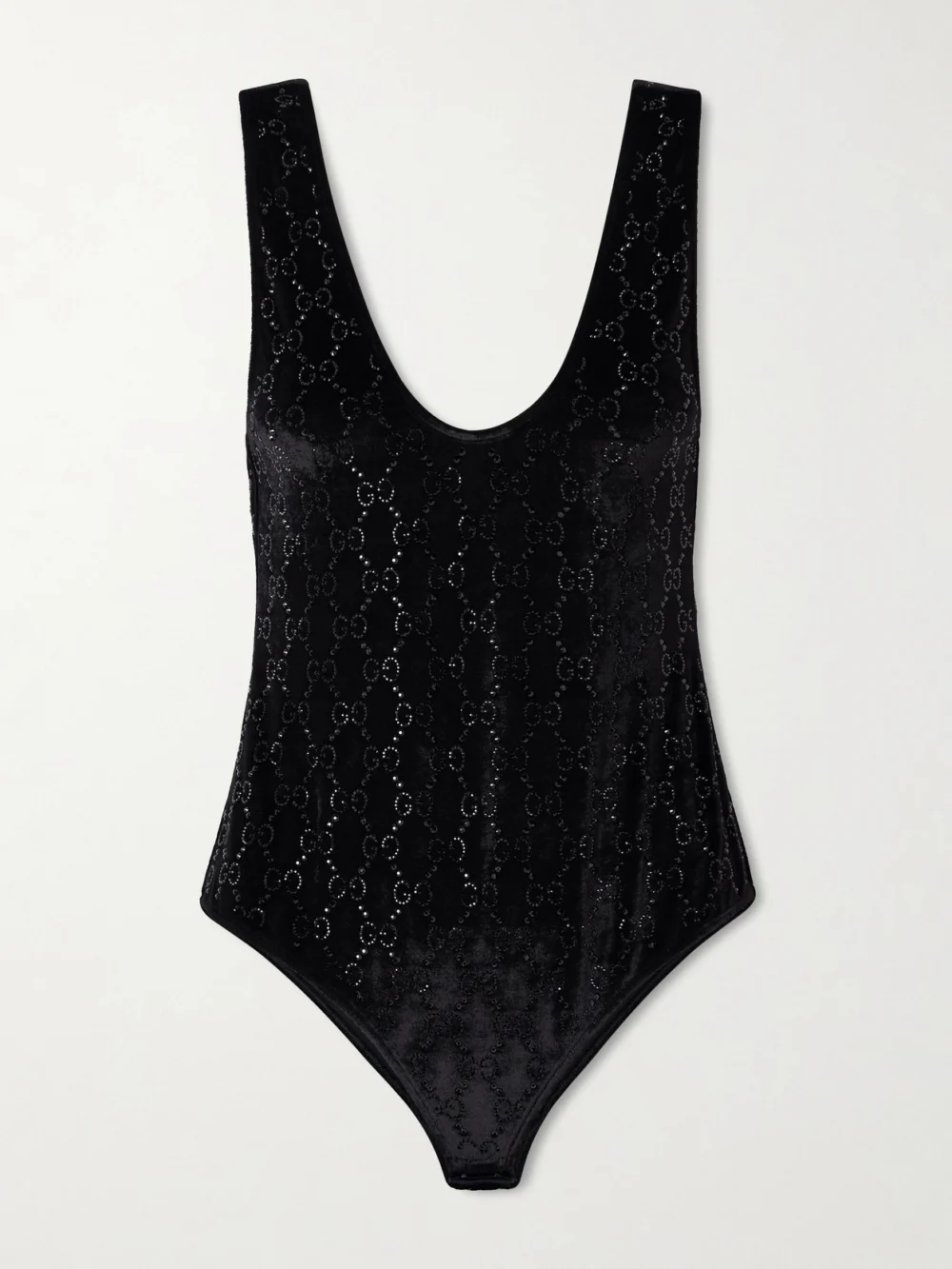Gucci Crystal-embellished Chenille-jacquard Bodysuit in black
