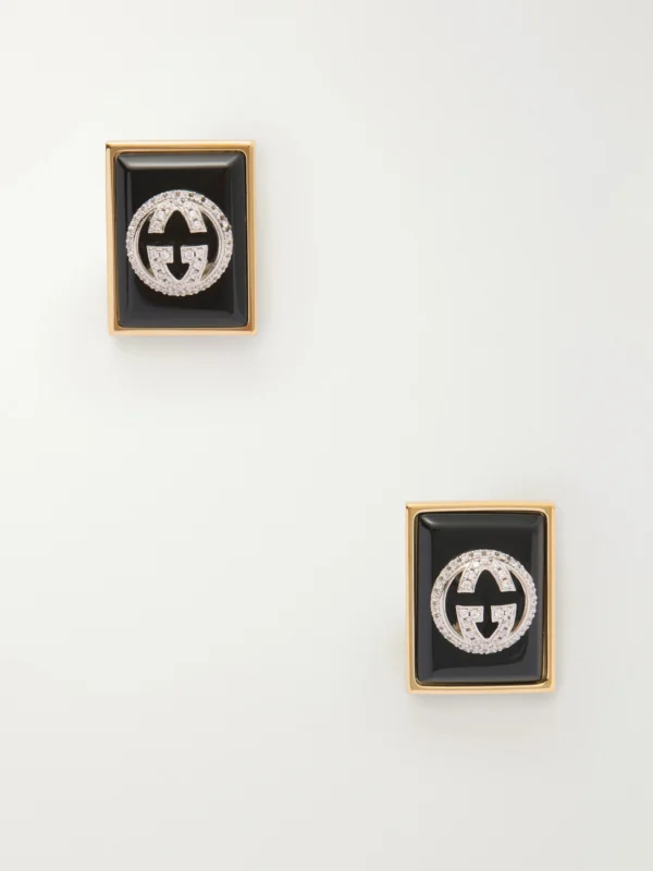 Gucci Crystal-embellished Gold-tone Resin Earrings