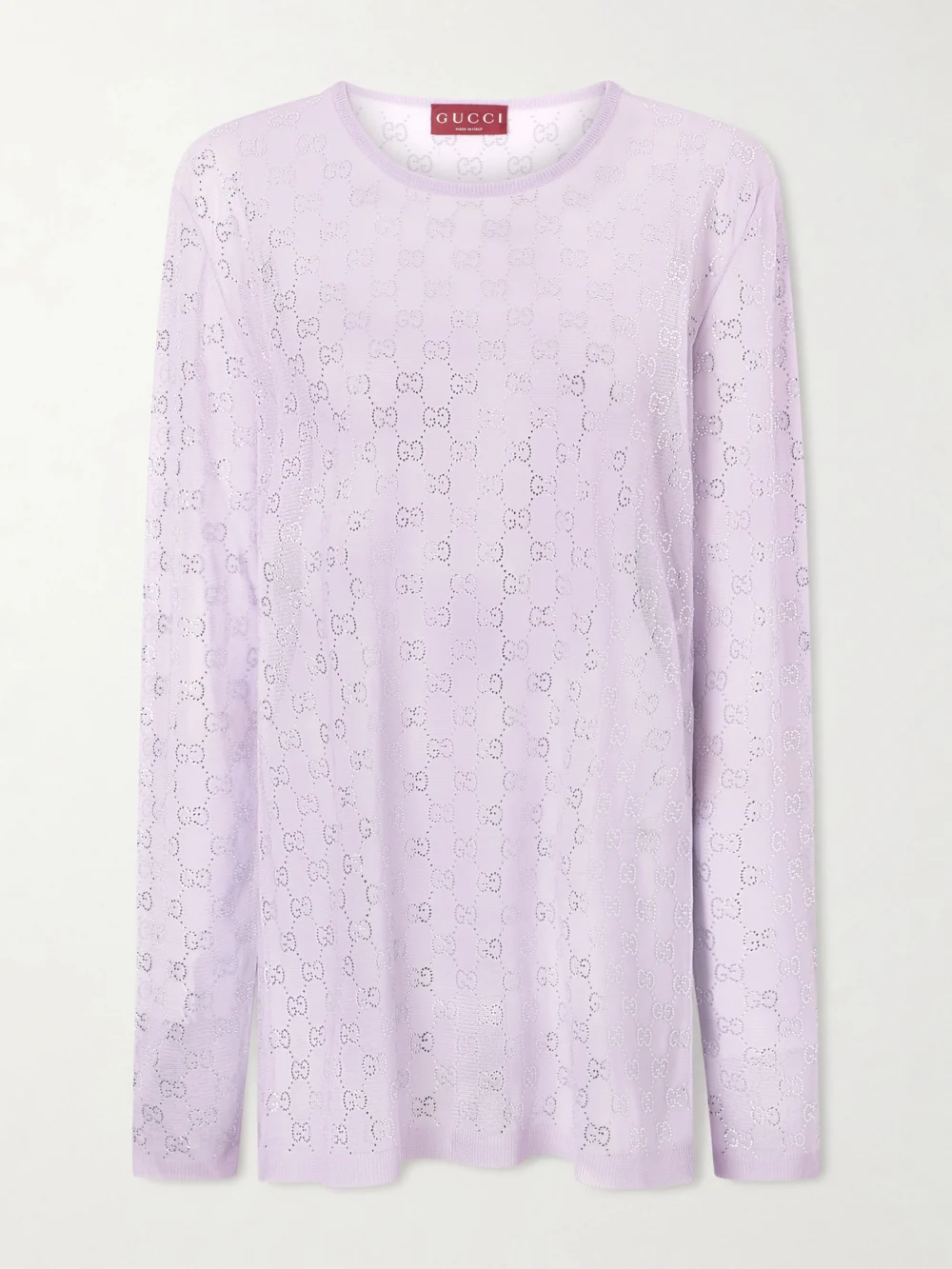 Gucci Crystal-embellished Knitted Silk Sweater in purple