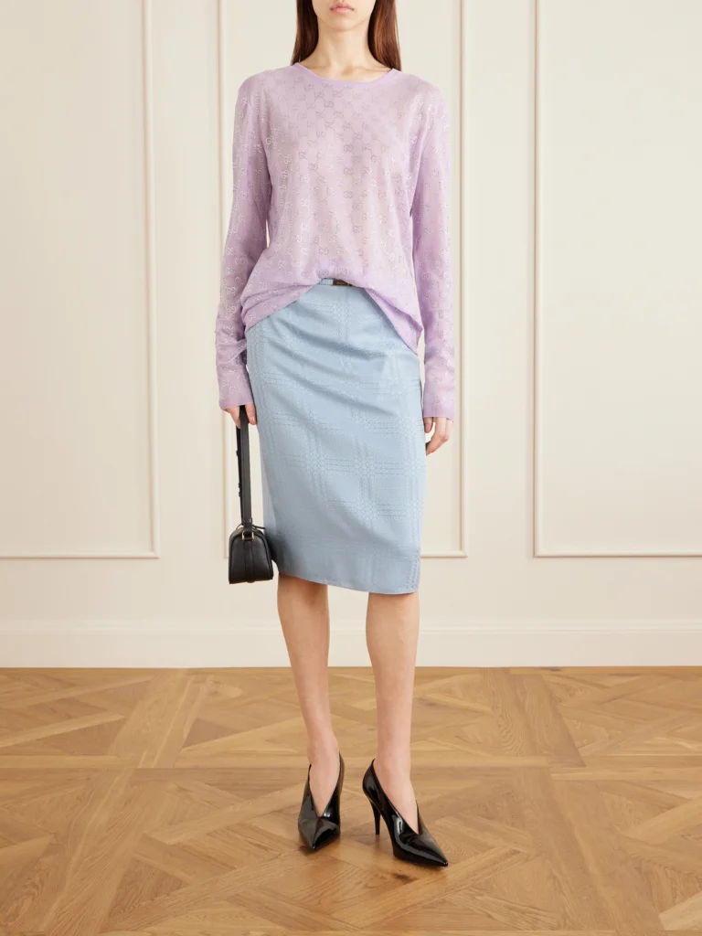 Gucci Crystal-embellished Knitted Silk Sweater