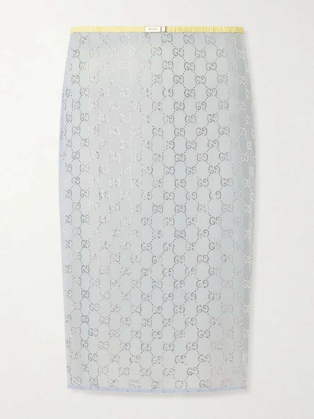 Gucci Crystal-embellished Silk-blend Midi Skirt in blue