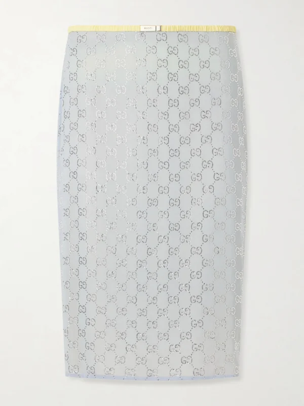 Gucci Crystal-embellished Silk-blend Midi Skirt