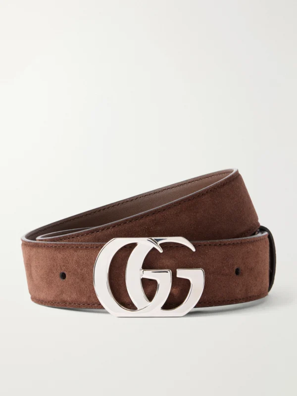 Gucci Cut Gg Marmont Suede Belt