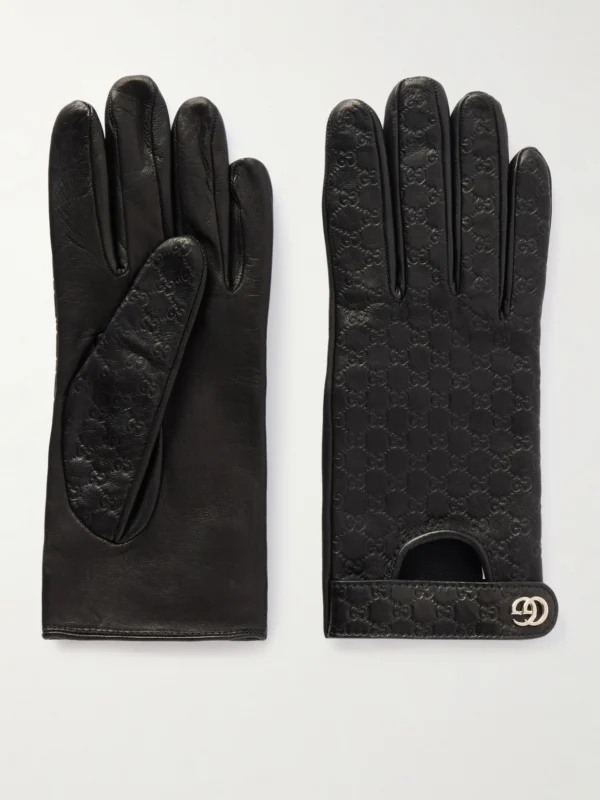 Gucci Debossed Leather Gloves