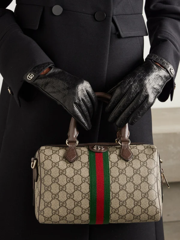 Gucci Debossed Leather Gloves