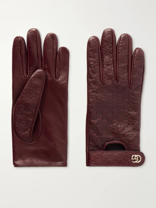 Gucci Debossed Leather Gloves
