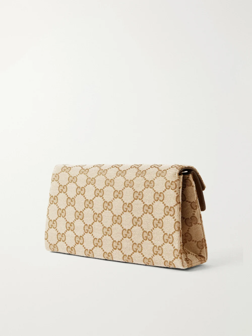 Back view of the Gucci Dionysus Leather-trimmed Canvas-jacquard Shoulder Bag