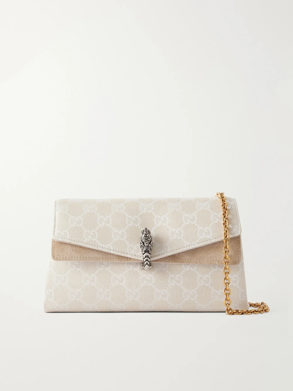Gucci Dionysus Leather-trimmed Canvas-jacquard Shoulder Bag in white