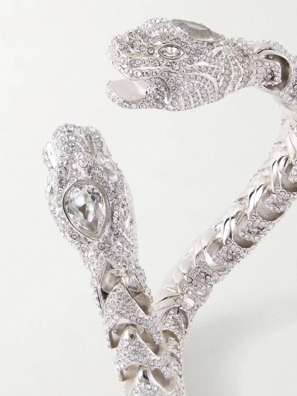 Close-up detail of the Gucci Dionysus Silver-tone and Crystal Cuff