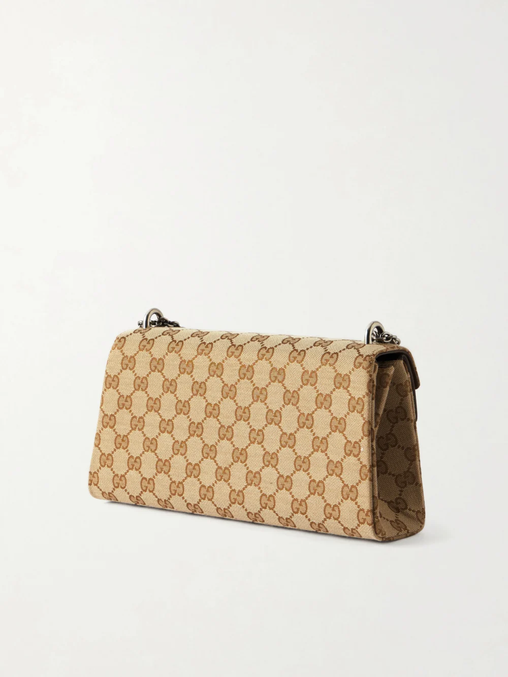 Back view of the Gucci Dionysus Small Embellished Suede-trimmed Coated Canvas-jacquard Shoulder Bag