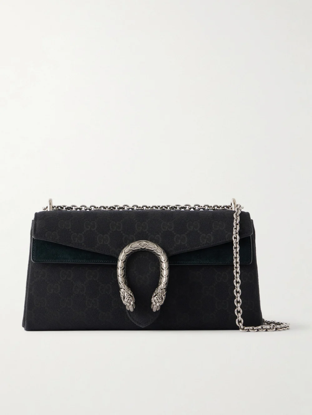 Gucci Dionysus Suede-trimmed Canvas-jacquard Shoulder Bag in black