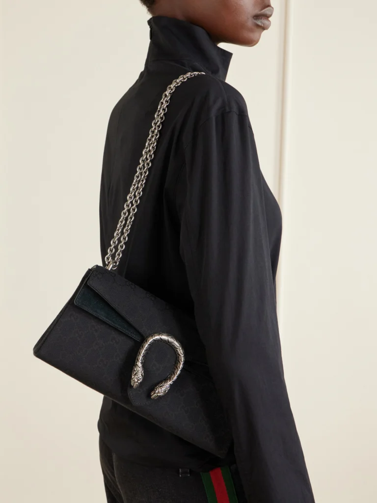 Gucci Dionysus Suede-trimmed Canvas-jacquard Shoulder Bag