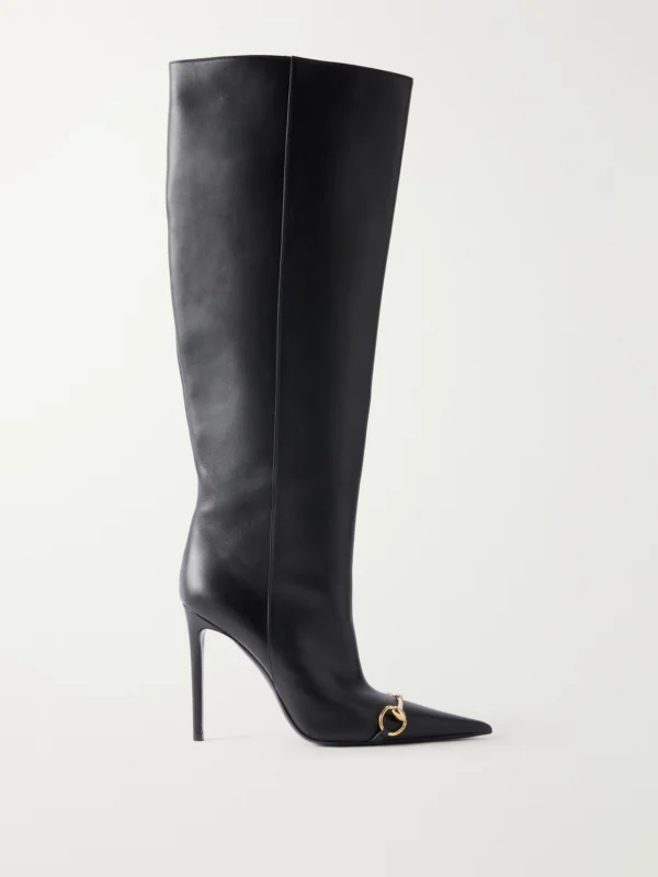 Gucci Donna 110 Horsebit-detailed Leather Knee Boots
