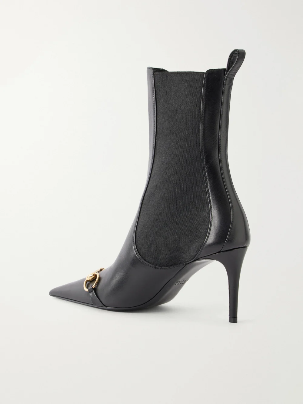 Back view of the Gucci Donna 80 Horsebit-detailed Leather Ankle Boots