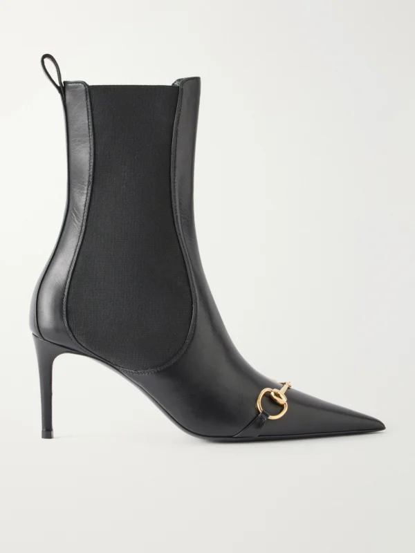 Gucci Donna 80 Horsebit-detailed Leather Ankle Boots