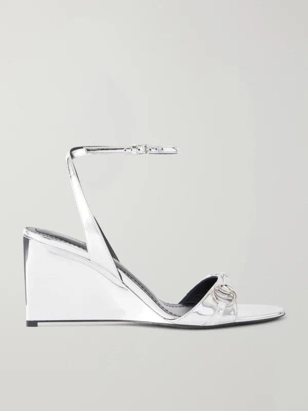 Gucci Donna Embellished Leather Wedge Sandals