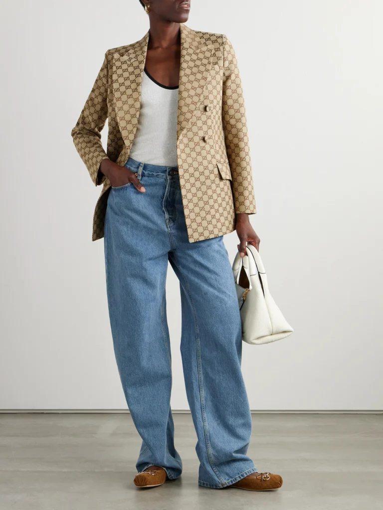 Gucci Double-breasted Cotton-blend Canvas-jacquard Blazer
