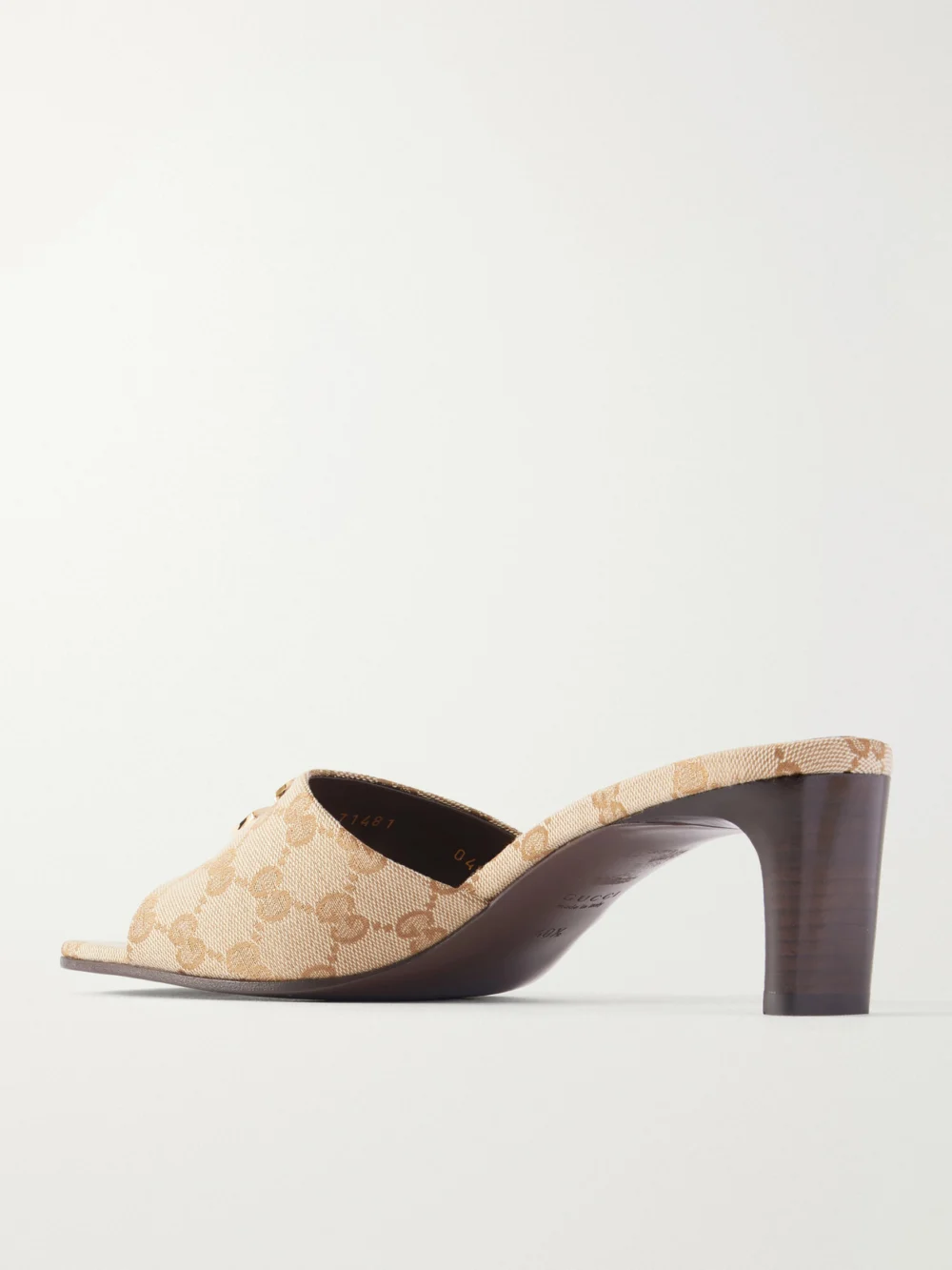 Back view of the Gucci Double G-embellished Canvas-jacquard Mules