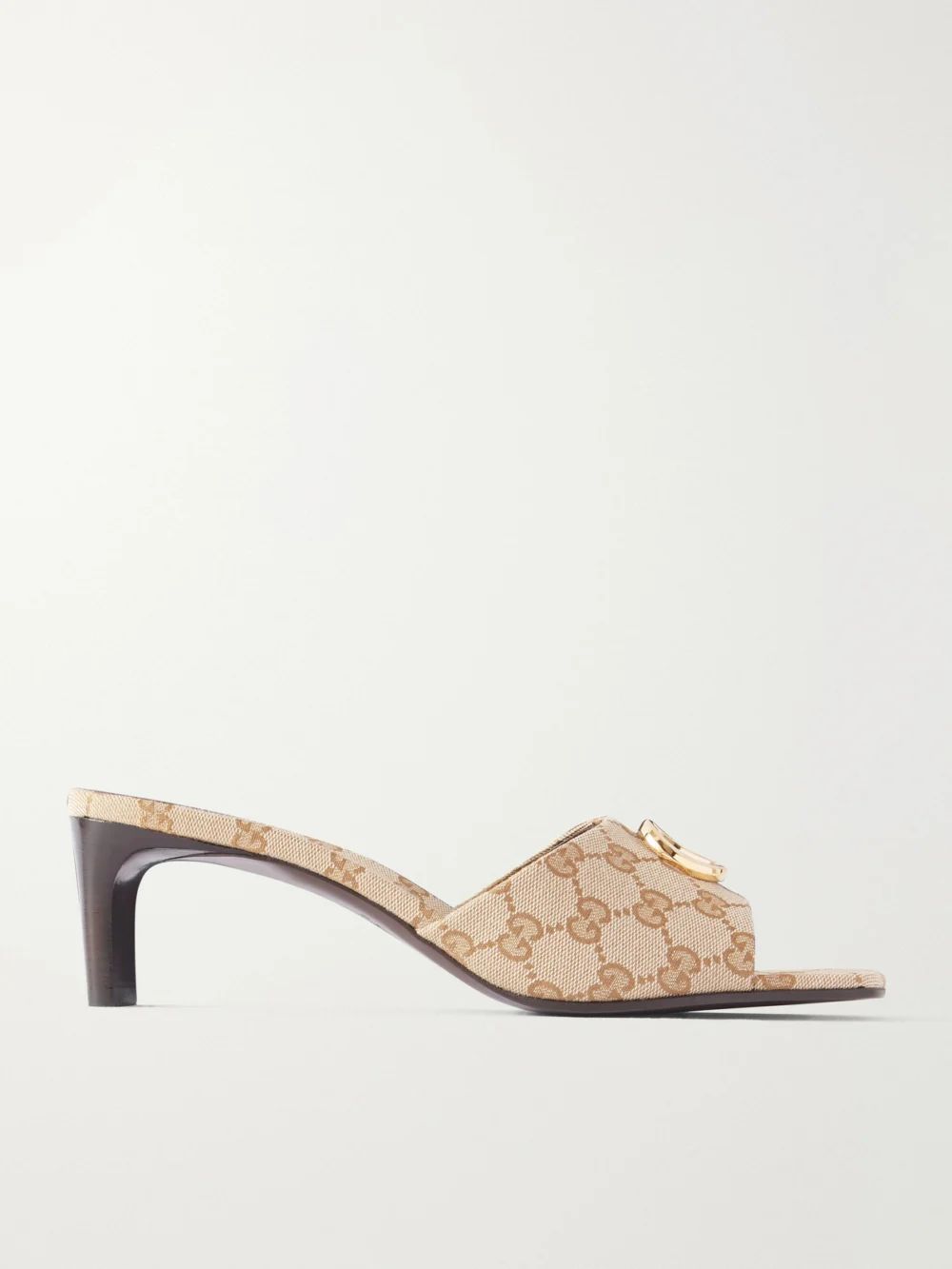 Gucci Double G-embellished Canvas-jacquard Mules in beige
