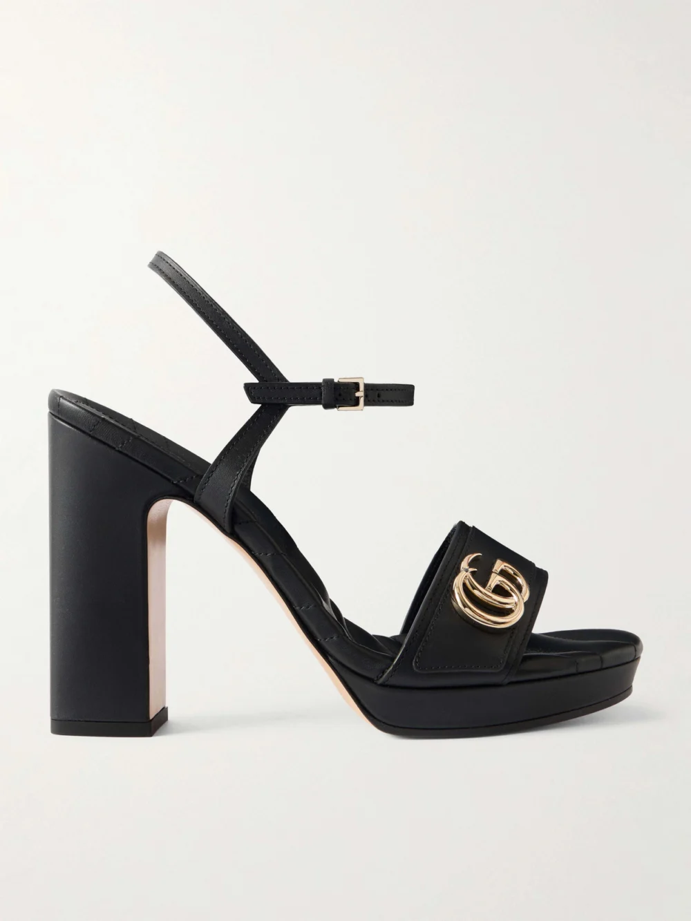 Gucci Embellished Leather Platform Sandals in black