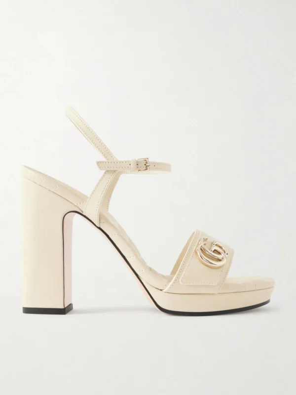 Gucci Embellished Leather Platform Sandals