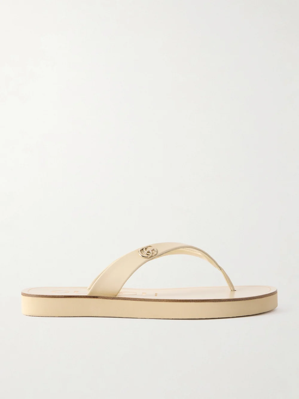 Gucci Embellished Leather Sandals in ivory