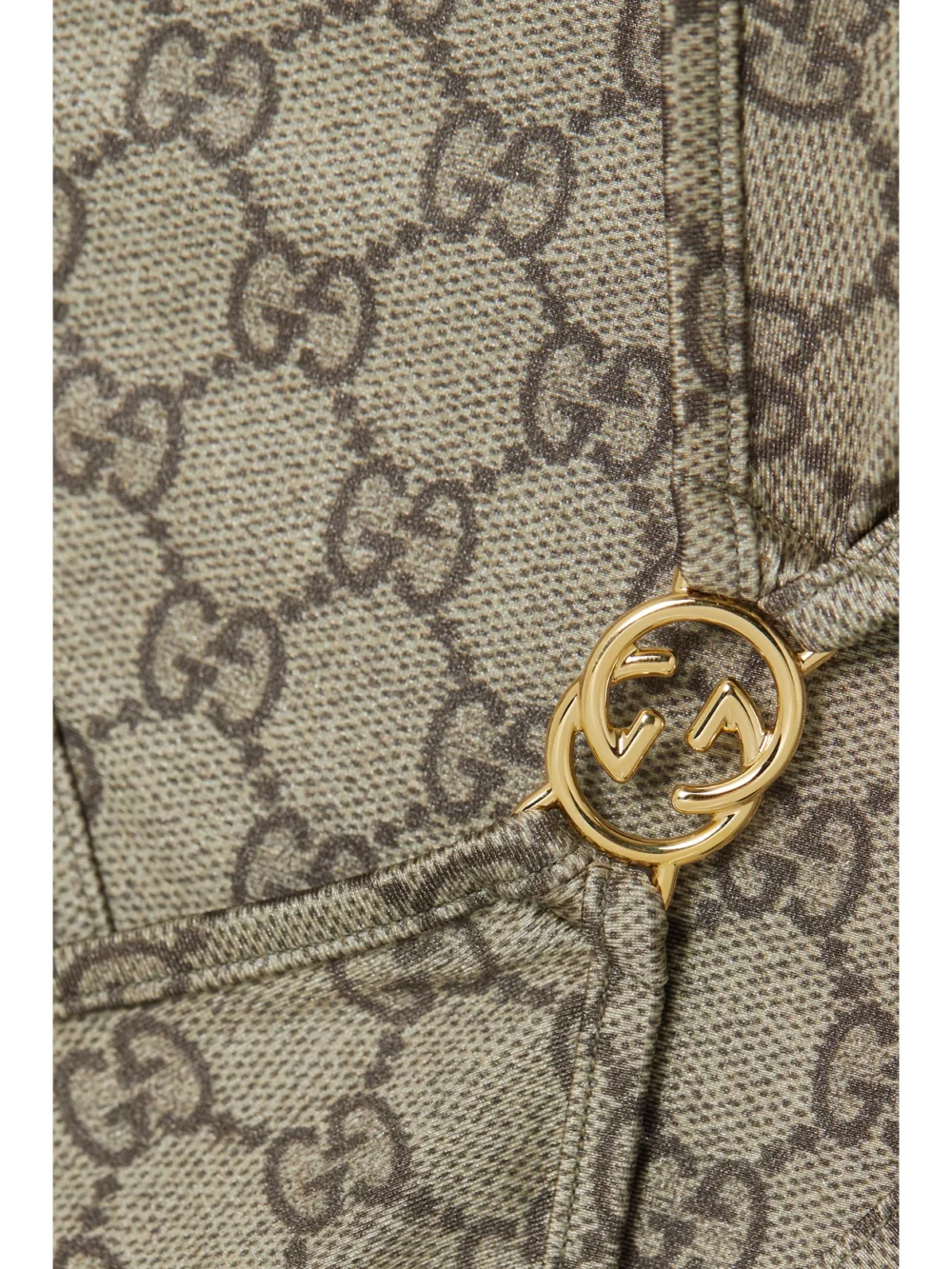 Close-up detail of the Gucci Embellished Printed Bikini