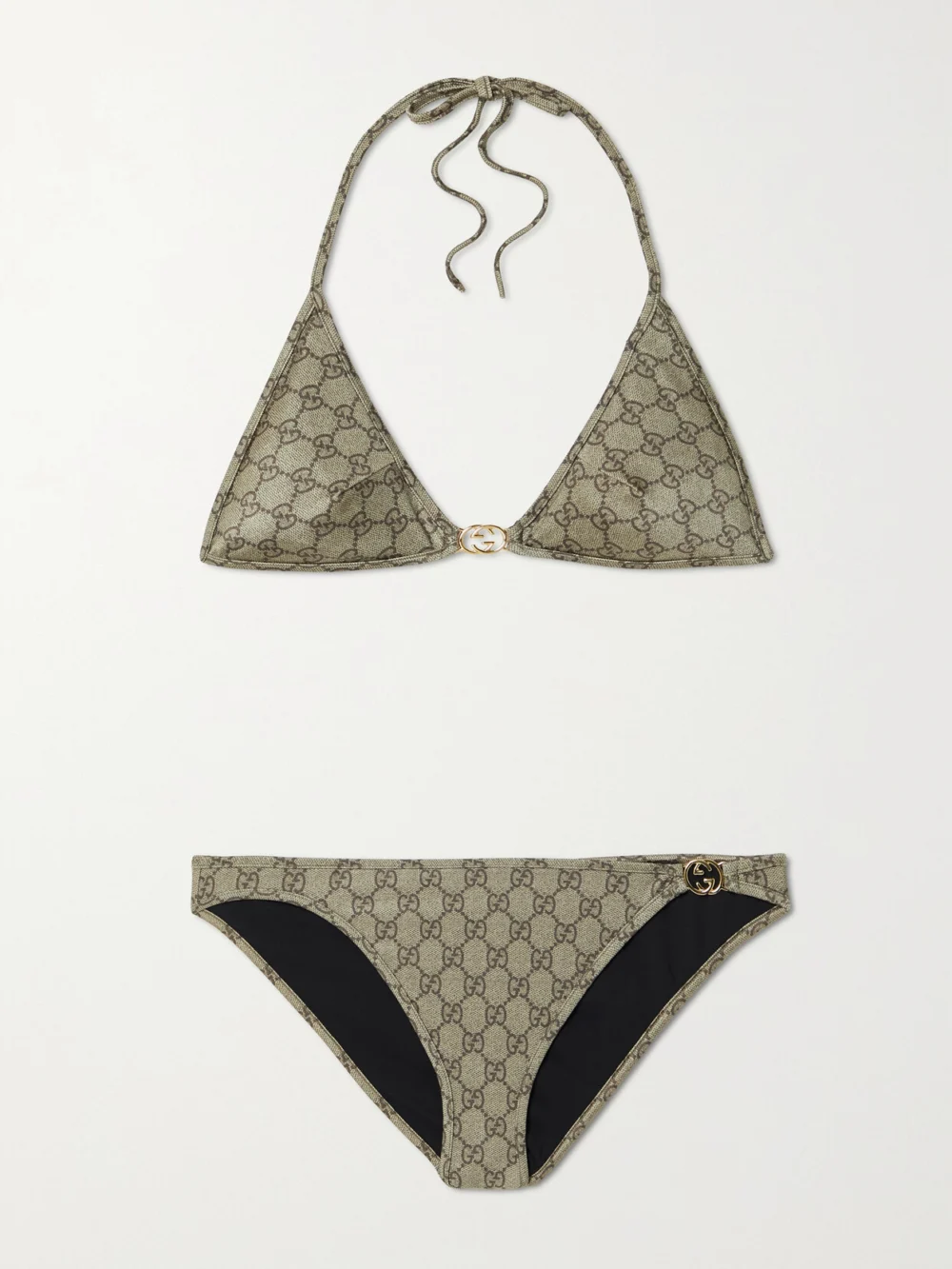 Gucci Embellished Printed Bikini in beige