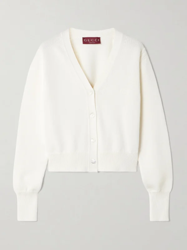 Gucci Embroidered Cotton Cardigan