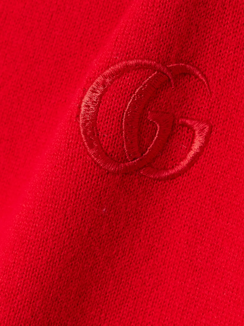 Close-up detail of the Gucci Embroidered Wool Cardigan