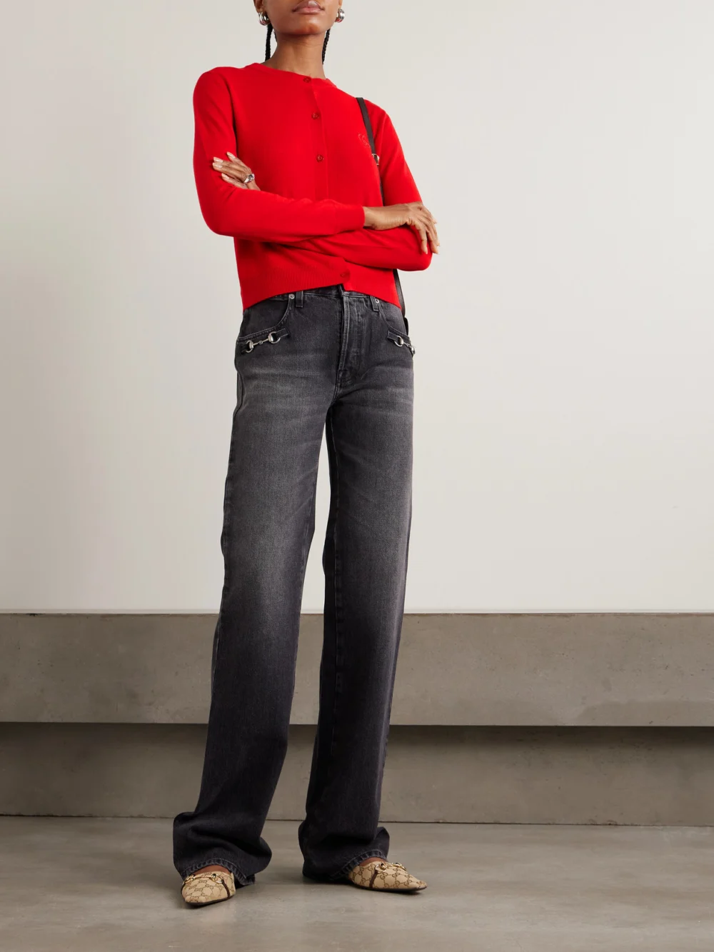 Gucci Embroidered Wool Cardigan, worn by a model