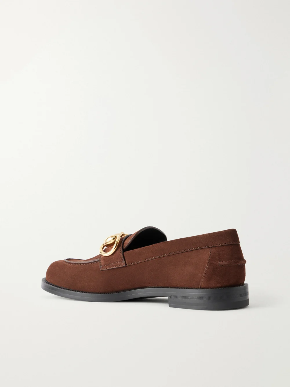 Back view of the Gucci Emily Moccasin Horsebit-detailed Suede Loafers