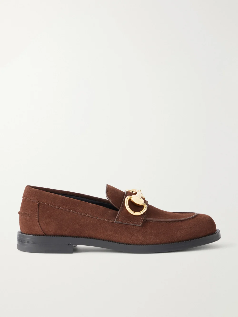 Gucci Emily Moccasin Horsebit-detailed Suede Loafers in brown