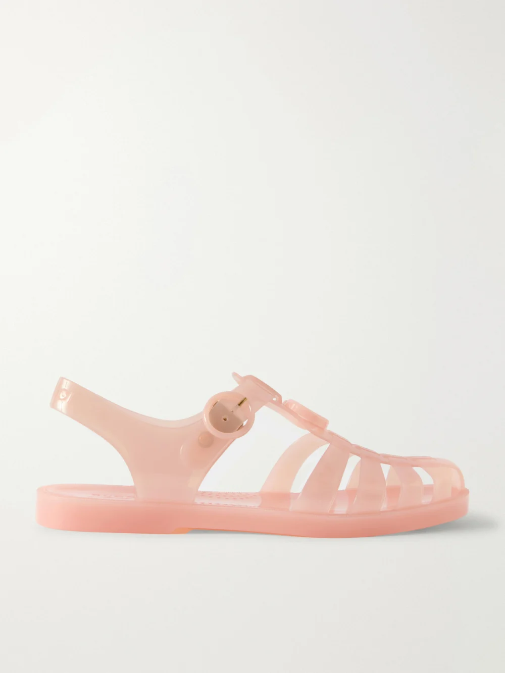 Gucci Fisherman Embellished Rubber Sandals in pink