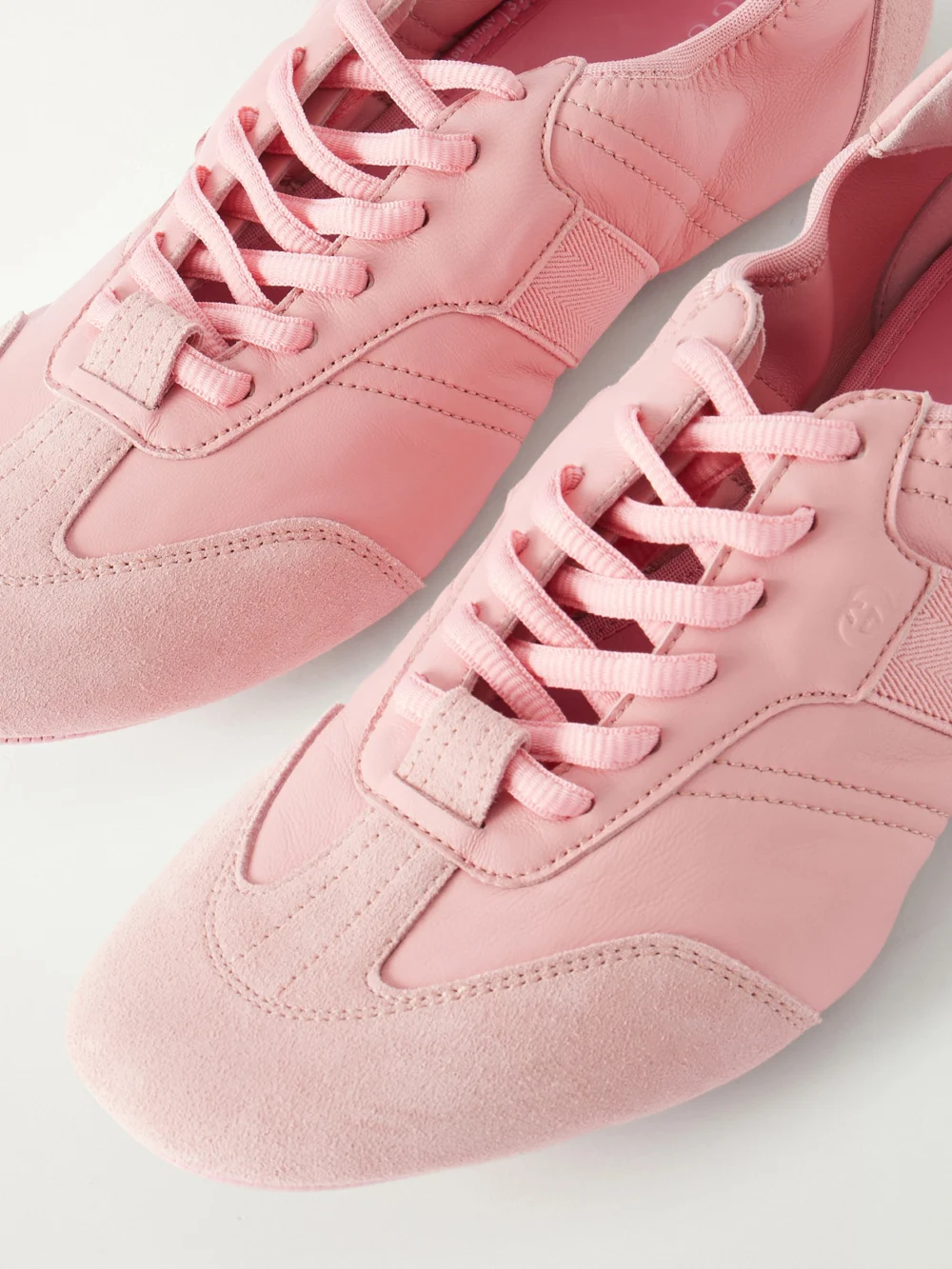 Close-up detail of the Gucci Flex Suede-trimmed Leather Sneakers