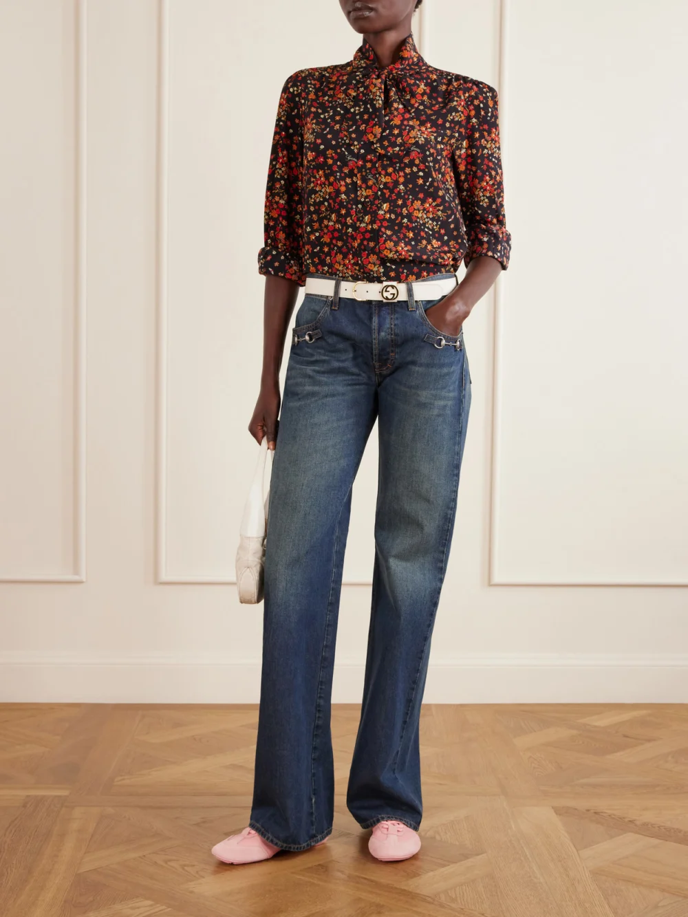 Gucci Flex Suede-trimmed Leather Sneakers, styled view