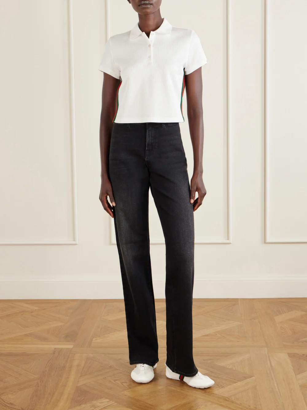Gucci Flex Suede-trimmed Leather Sneakers, styled view