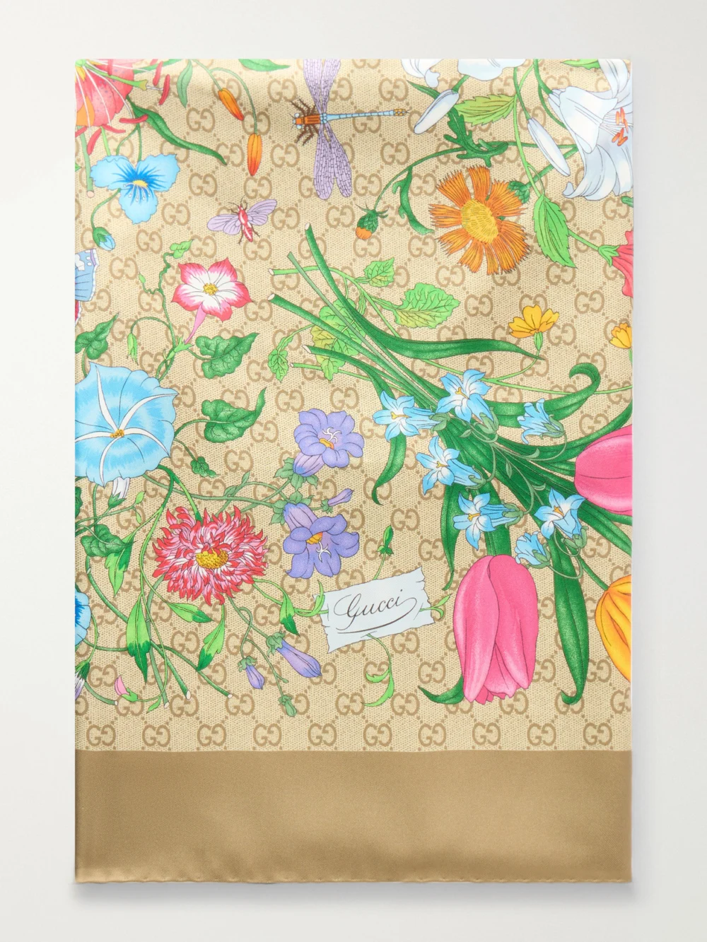 Gucci Flora Printed Silk-twill Scarf in multi